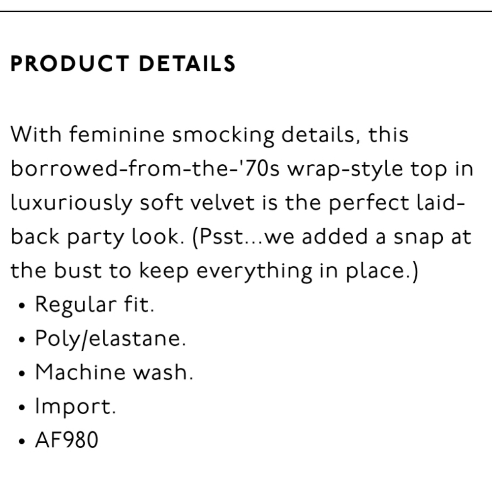 Madewell Velvet Smocked Crossover Top - Picture 11 of 11